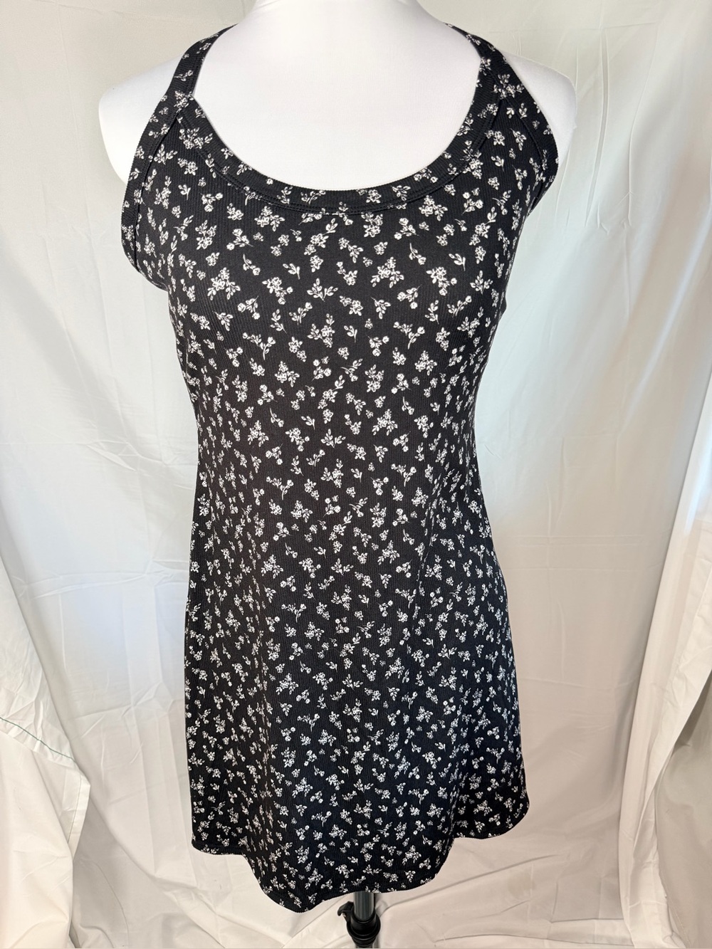 See You Monday black floral ribbed mini dress Jrs XL